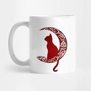 Celtic Moon Cat Triquetra Mug